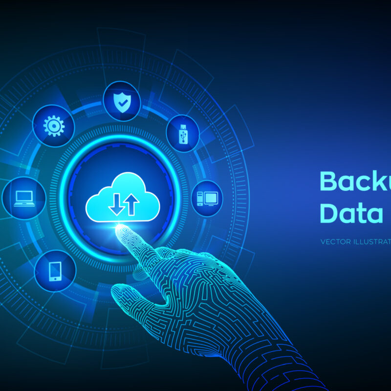 backup-storage-data-business-data-online-cloud-backup-internet-technology-business-concept-online-connection-data-base-robotic-hand-touching-digital-interface-illustration-vector